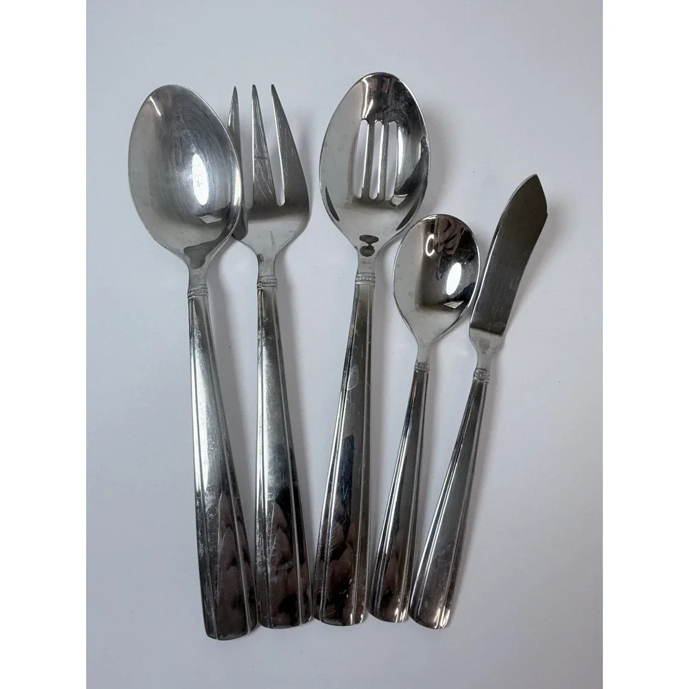 Reed & Barton Andover Pearl Server Hostess Set Of 5 18/10 Stainless Flatware